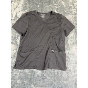 Cherokee Revolution Womens Scrub Top XL V-Neck Stretch Gray